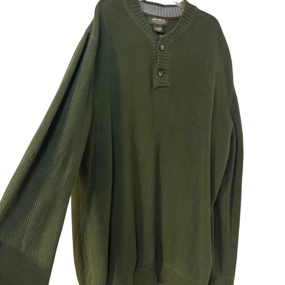 Eddie Bauer Men's Forest Green Pullover Preppy Sweater 💯 % Cotton Size XL Tall - Picture 6 of 11